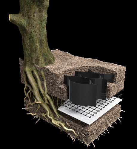 شکل 2: لایه‌های مختلف خاک مسلح و مانع نفوذ ریشه‌های درختان به زیرساخت‌های شهری